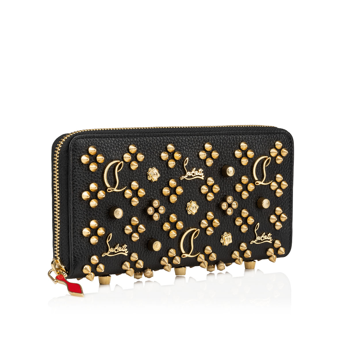 Panettone - Wallet - Grained calf leather and spikes Loubinthesky 