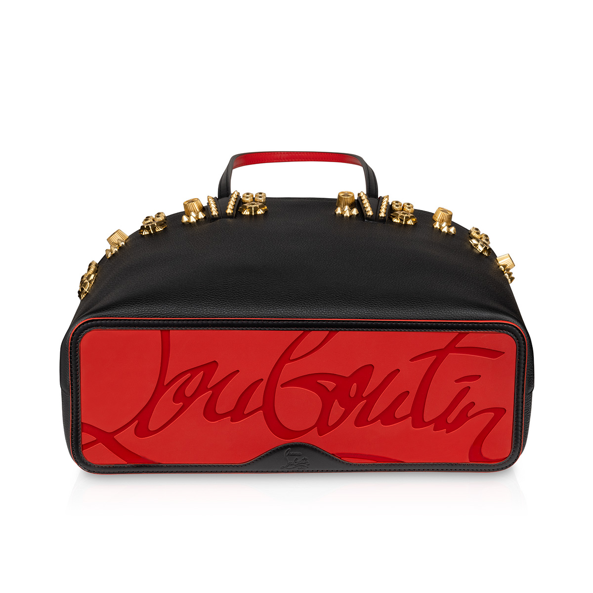 Cabata - Tote bag - Grained calf leather and spikes Couronnes Seville -  Black - Christian Louboutin