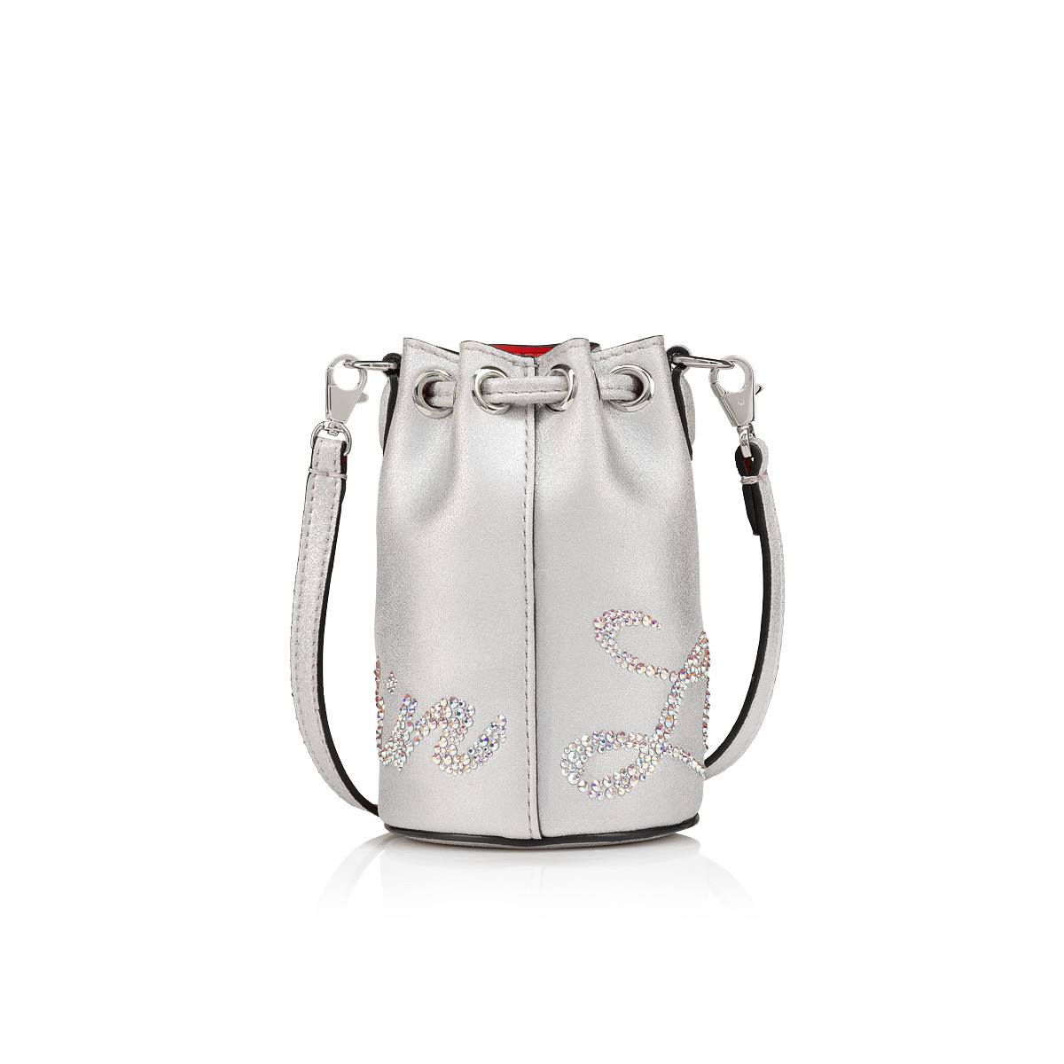 Allergisk dokumentarfilm Dempsey Marie Jane mini - Bucket bag - Leather, veau velours and strass - Silver -  Christian Louboutin