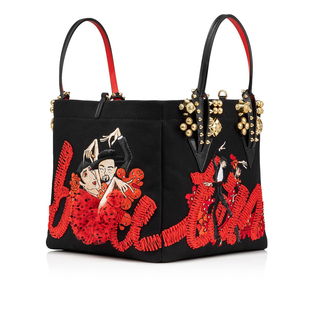 Flamencaba small - Tote bag - Flamenco embroidery and calf leather - Black  - Christian Louboutin
