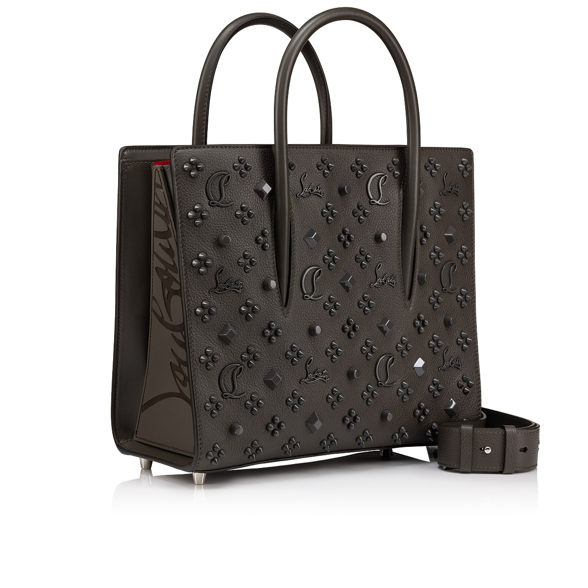 Paloma medium - Top handle bag - Grained calf leather and spikes  Loubinthesky - Roca - Christian Louboutin