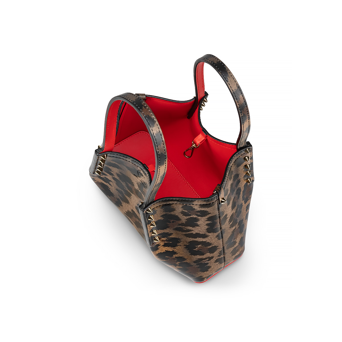 Cabarock mini - Tote bag - Tote bag - Leopard embossed calf leather Pony  Kitty - Brown - Christian Louboutin