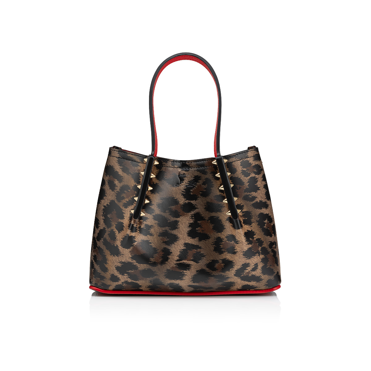 Cabarock mini - Tote bag - Tote bag - Leopard embossed calf leather Pony  Kitty - Brown - Christian Louboutin