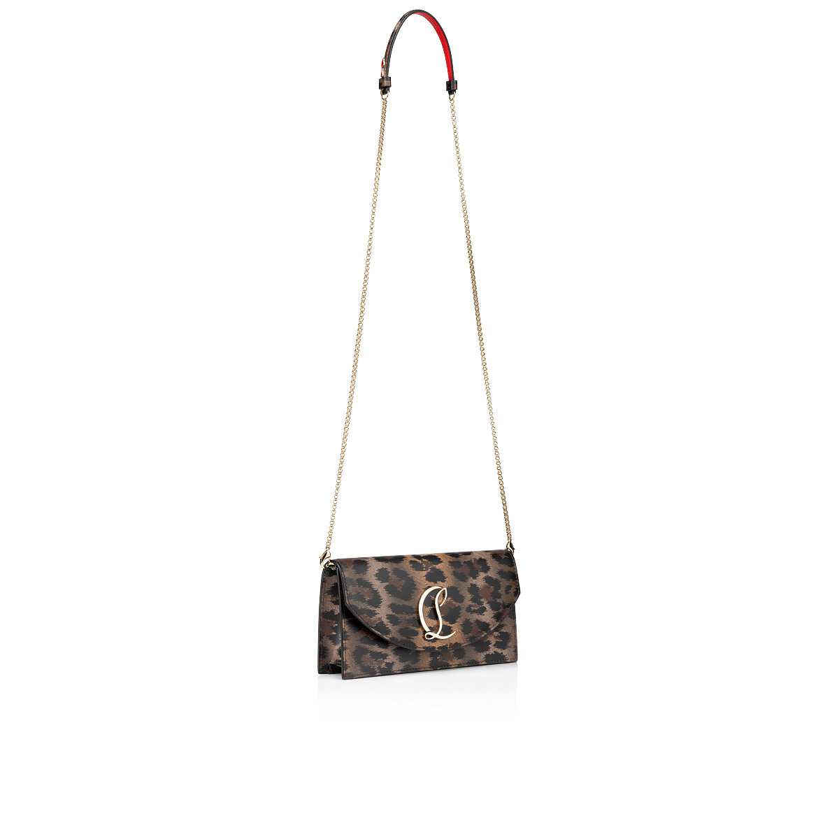 Christian Louboutin Leopard Print Leather Pouch in 3221 Brown/Gold