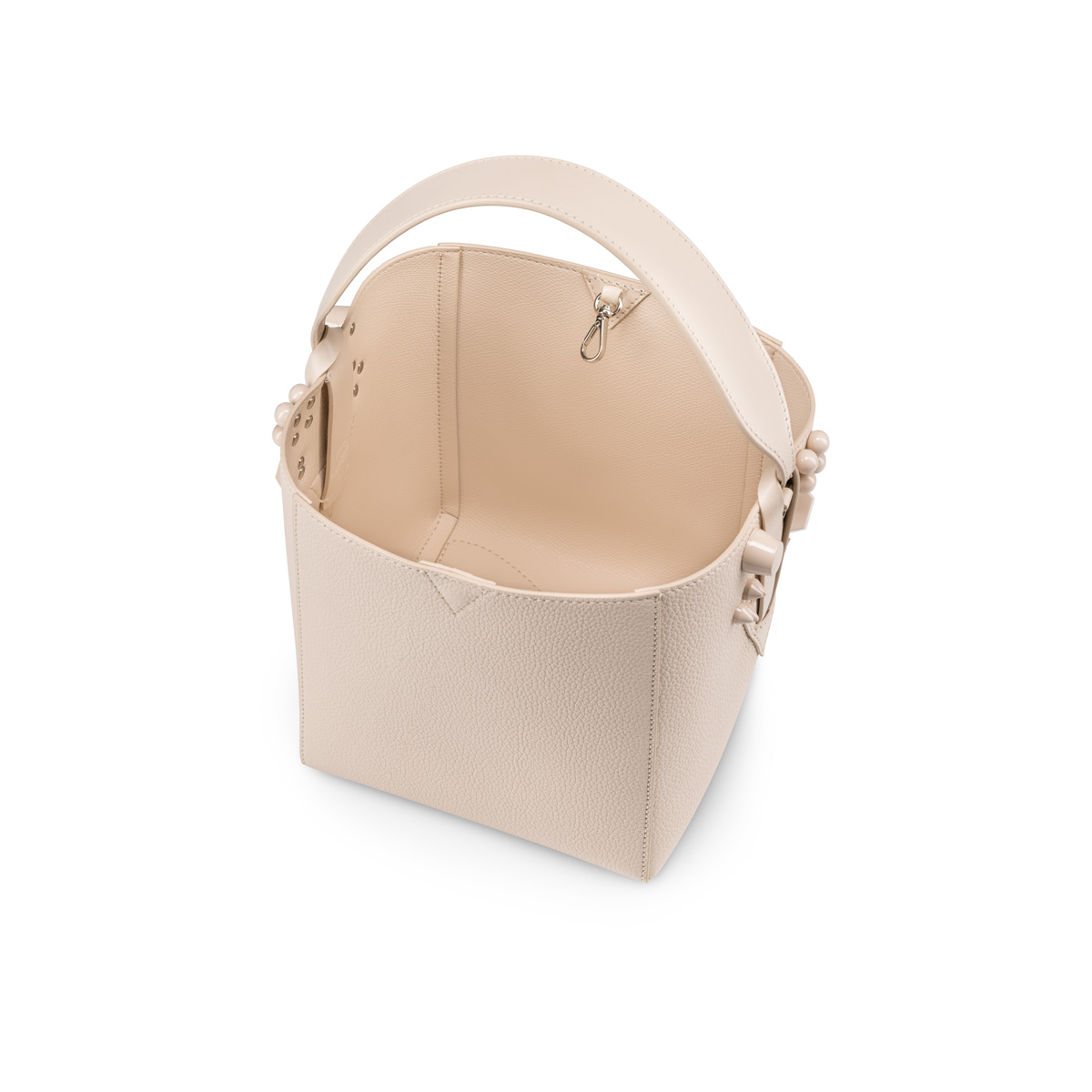 Cabachic mini - Bucket bag - Grained calf leather and spikes Couronnes -  Leche - Christian Louboutin