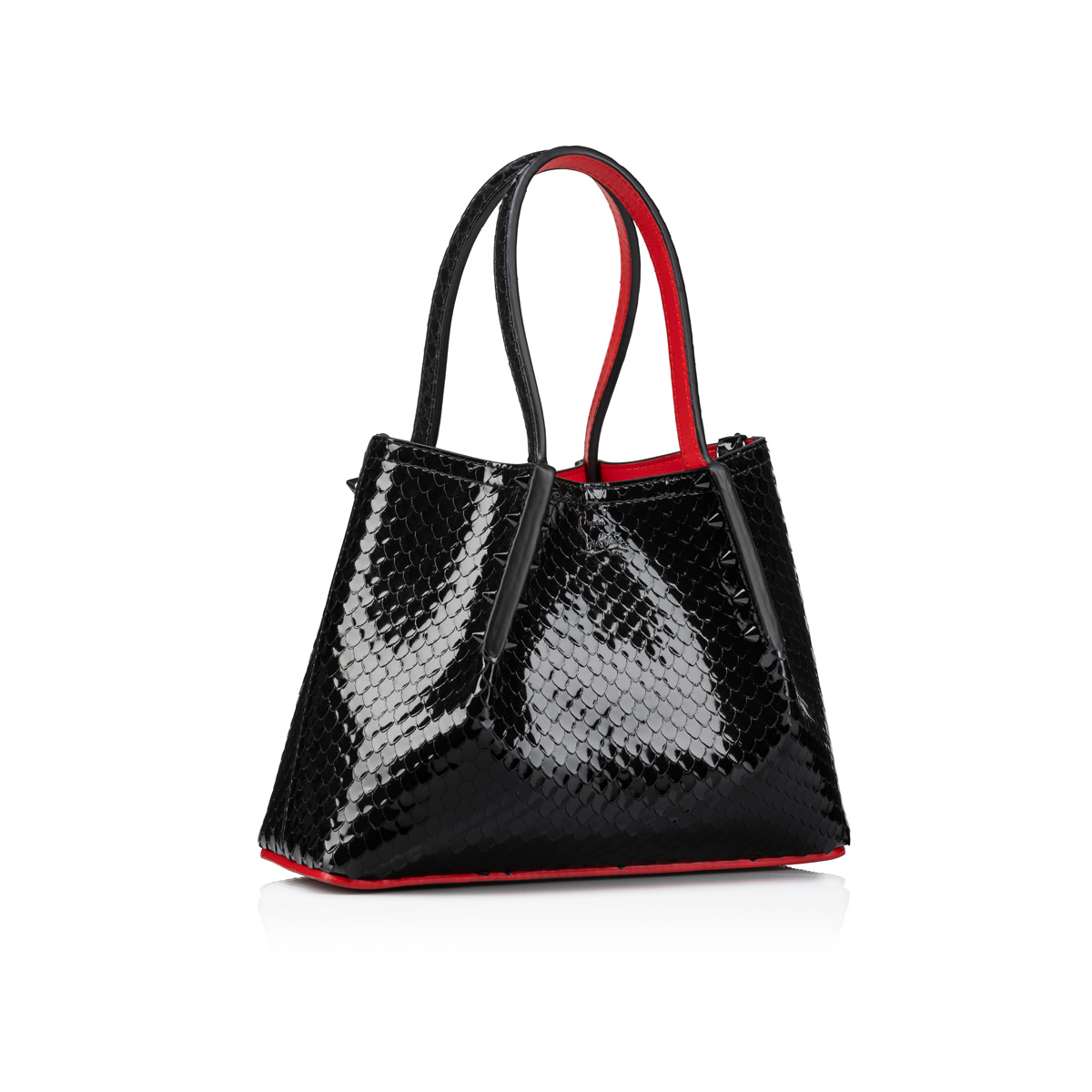 Cabarock small - Tote bag - Embossed patent calf leather Birdy - Black -  Christian Louboutin United States