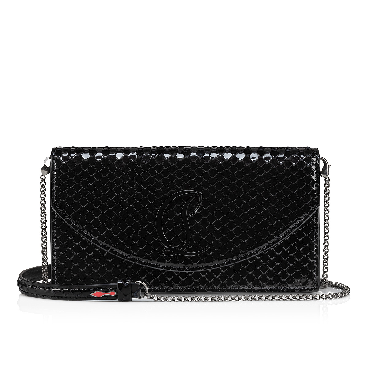 Loubi54 - Clutch - Embossed patent calf leather Birdy - Black 