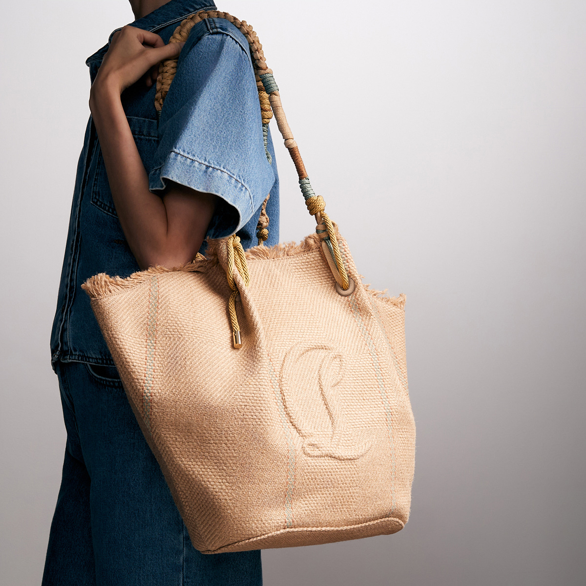 By My Side - Tote bag - Burlap - Natural - Christian Louboutin 