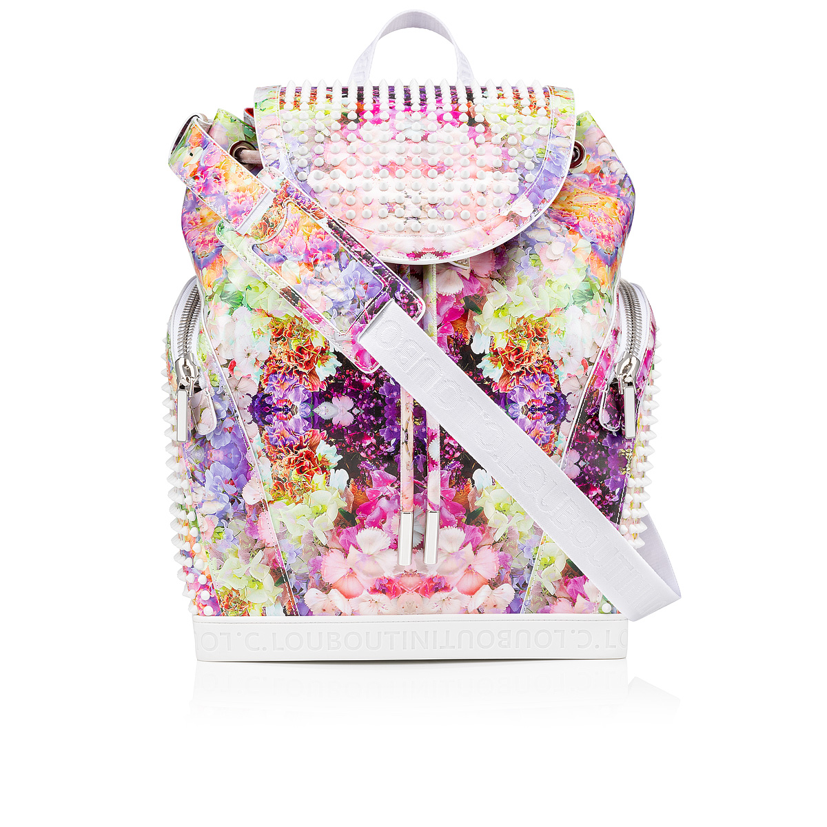 Explorafunk - Backpack - Calf leather Blooming print and spikes 