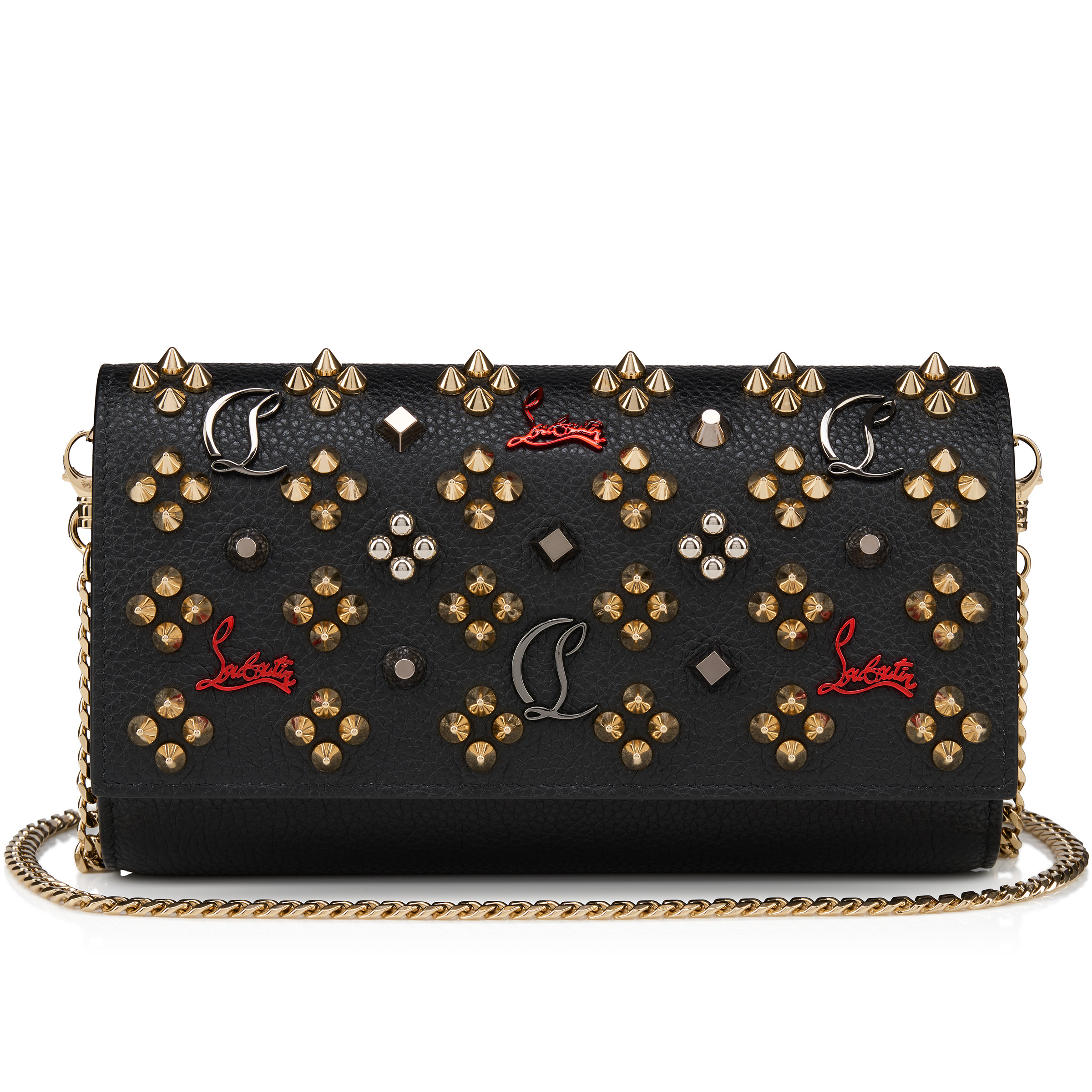 Paloma - Wallet on a chain - Grained calf leather and spikes