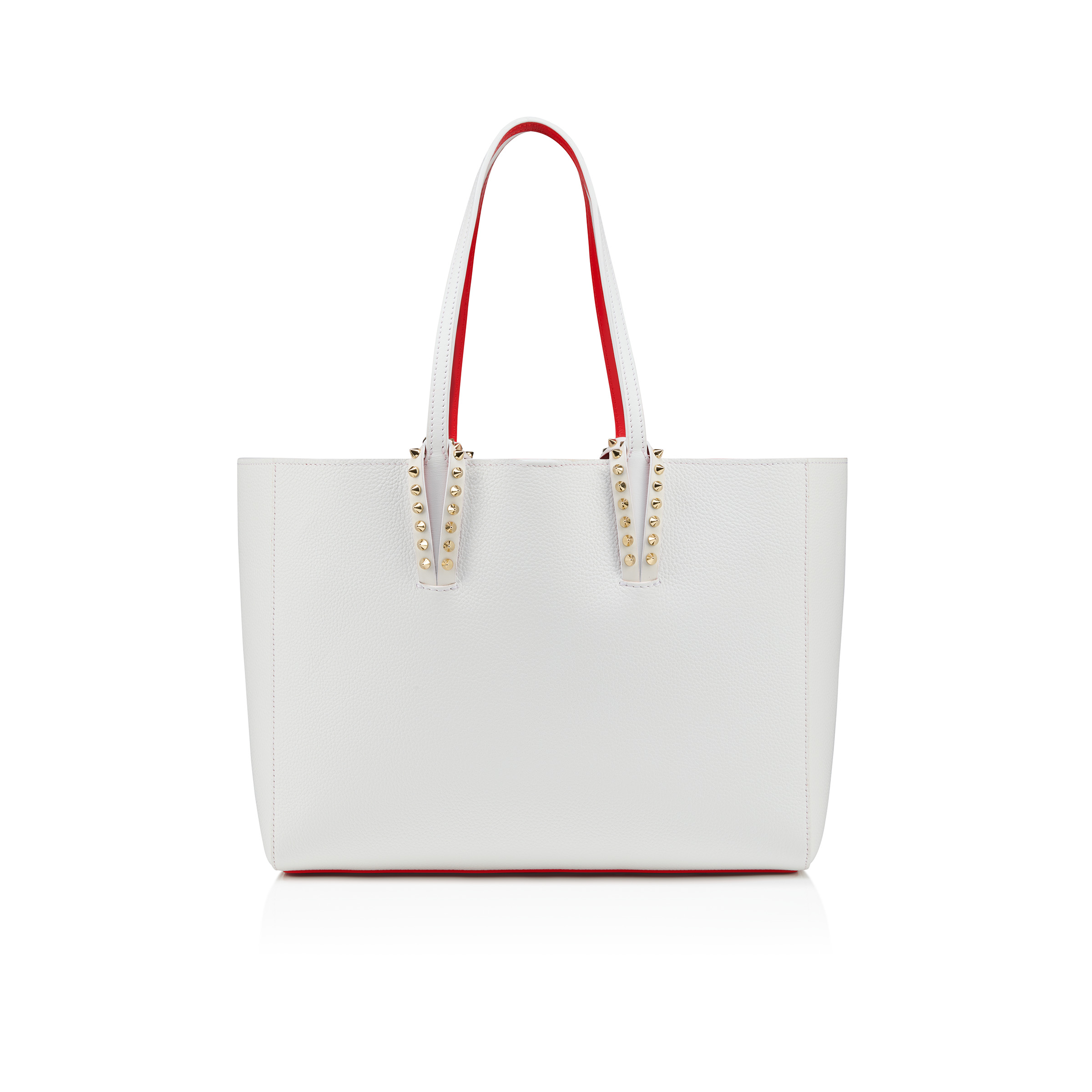 Cabata small - Tote bag - Soft calf leather and spikes - Bianco