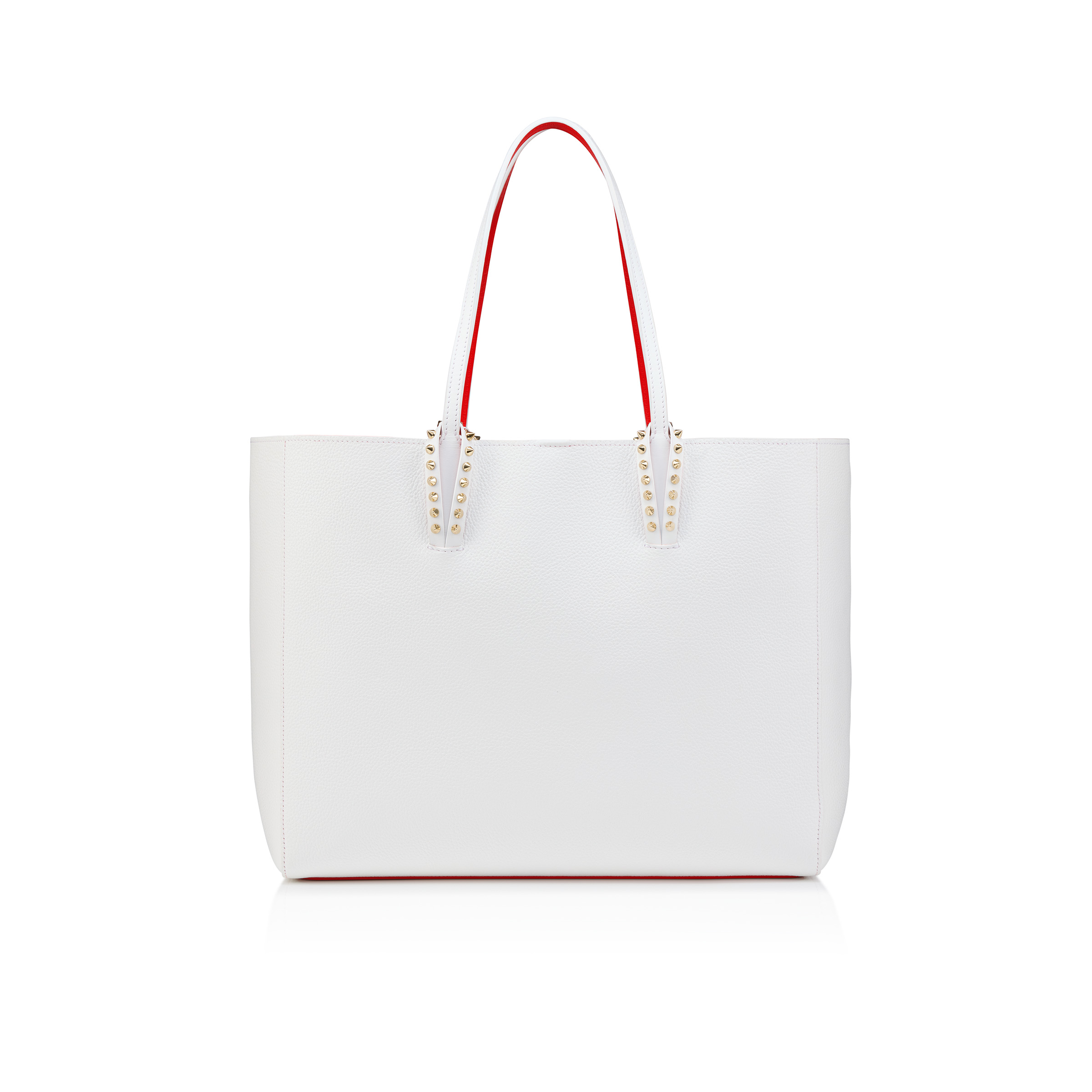 Cabata large - Tote bag - Calf leather and spikes - Bianco
