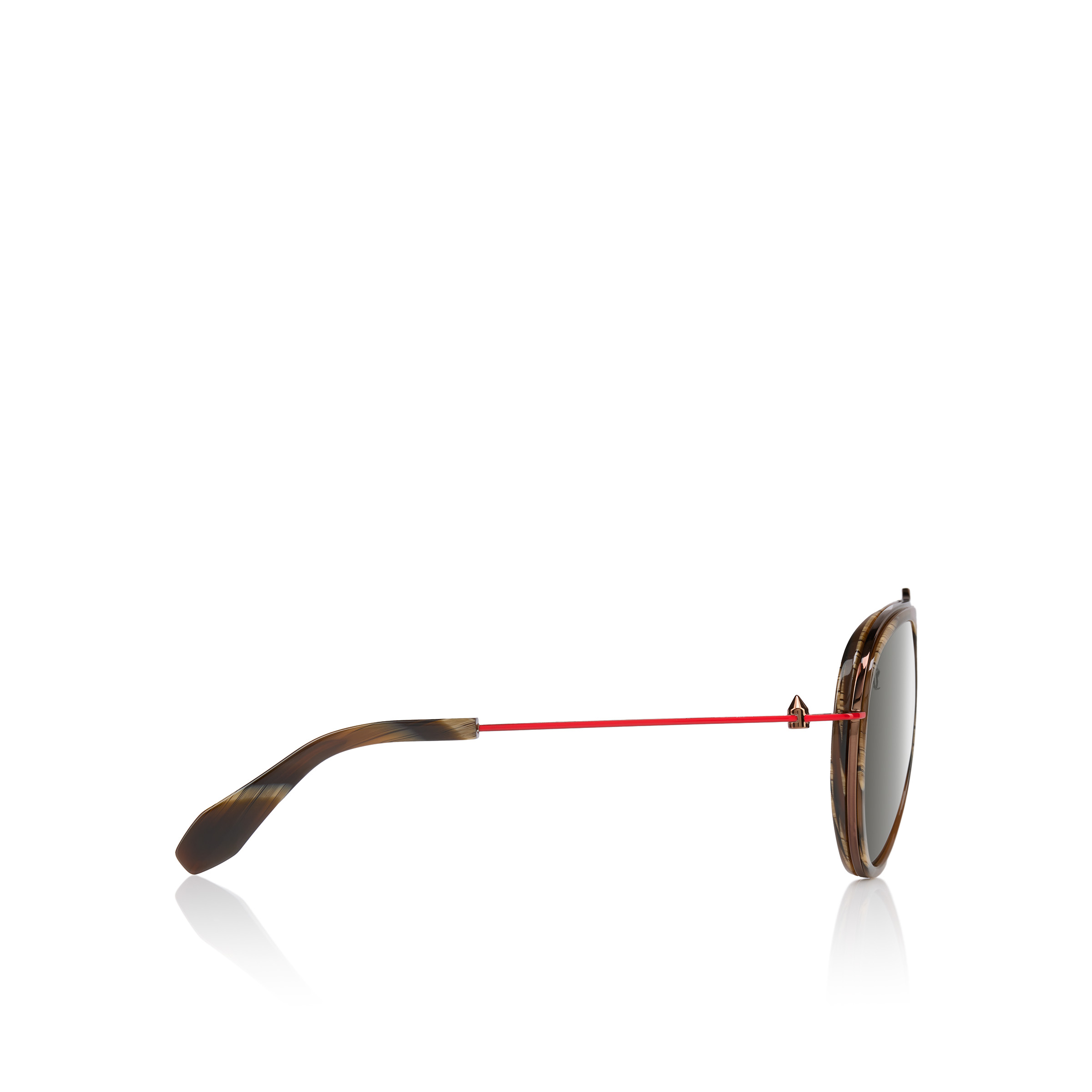Louboutin Sunglasses Greggo LB0004 62N Brown Horn Aviator Frame Green Lens 61mm Greggo LB0004 - Sunglasses - Metal - Brown Horn - Christian  main image 3