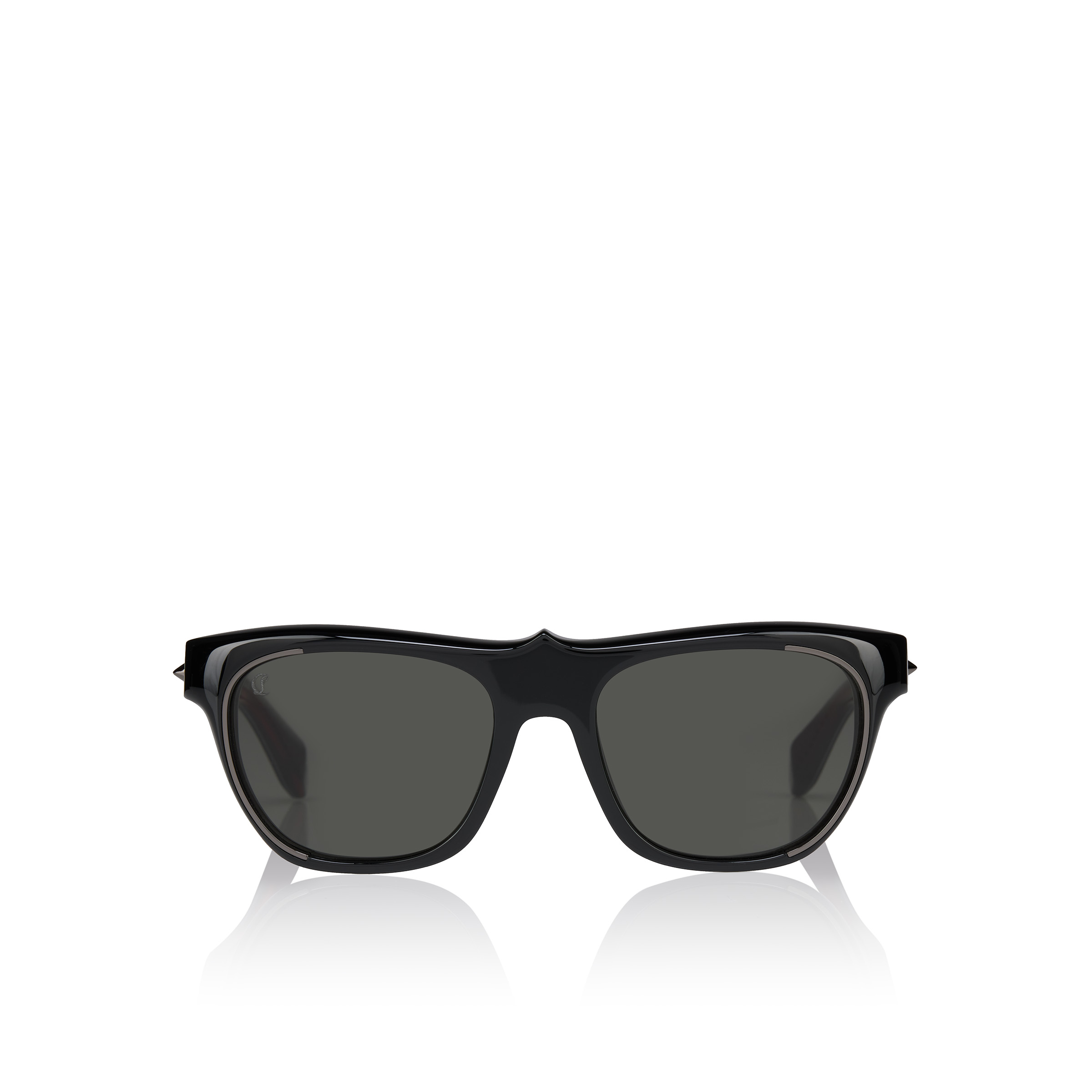 BLACK FRAME 57 SUNGLASSES IN ACETATE WITH LEATHER サングラス BLACK FRAME 57 SUNGLASSES IN ACETATE WITH LEATHER - BLACK