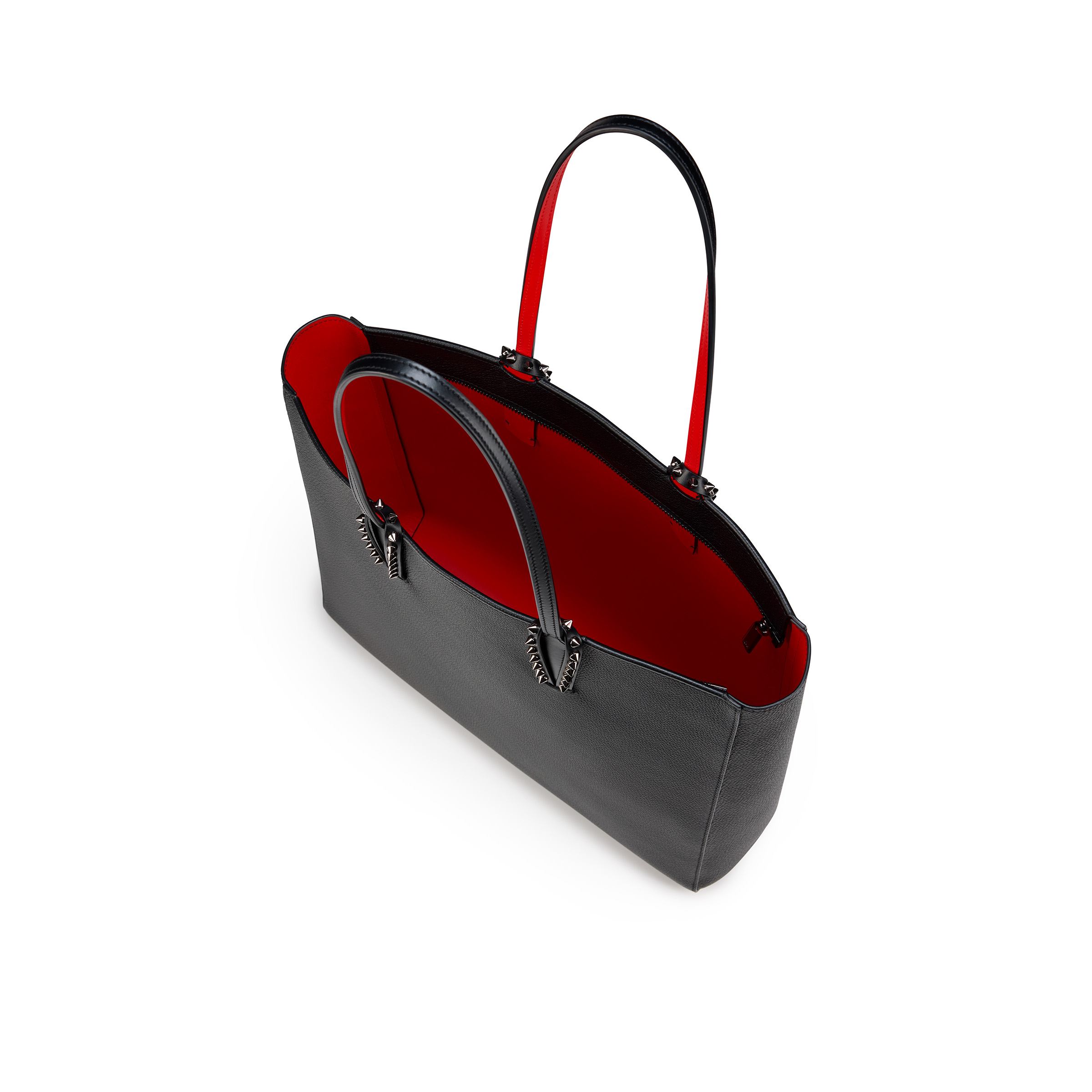 Cabata - Tote bag - Calf leather and spikes - Black - Christian