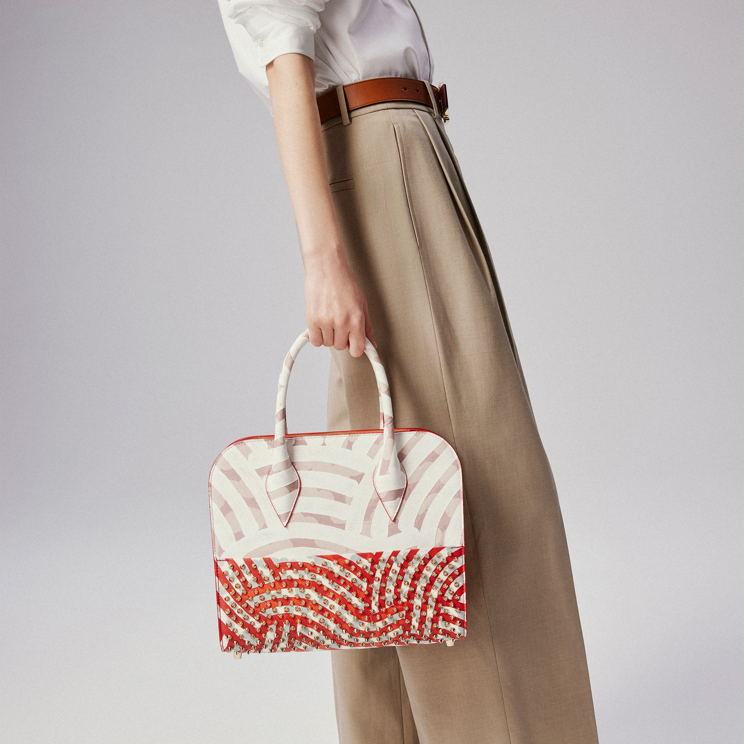 25SS【ルブタン】Eloise medium トップハンドルバッグ カーフ Eloïse medium - Top handle bag - Gaagal coated canvas and