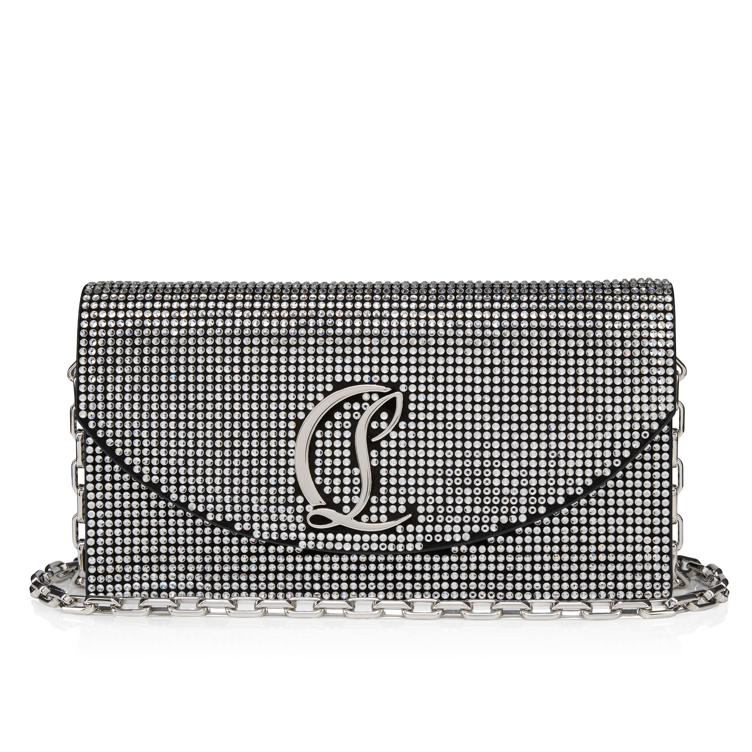 Loubi54 - Clutch - Veau velours and strass - Black