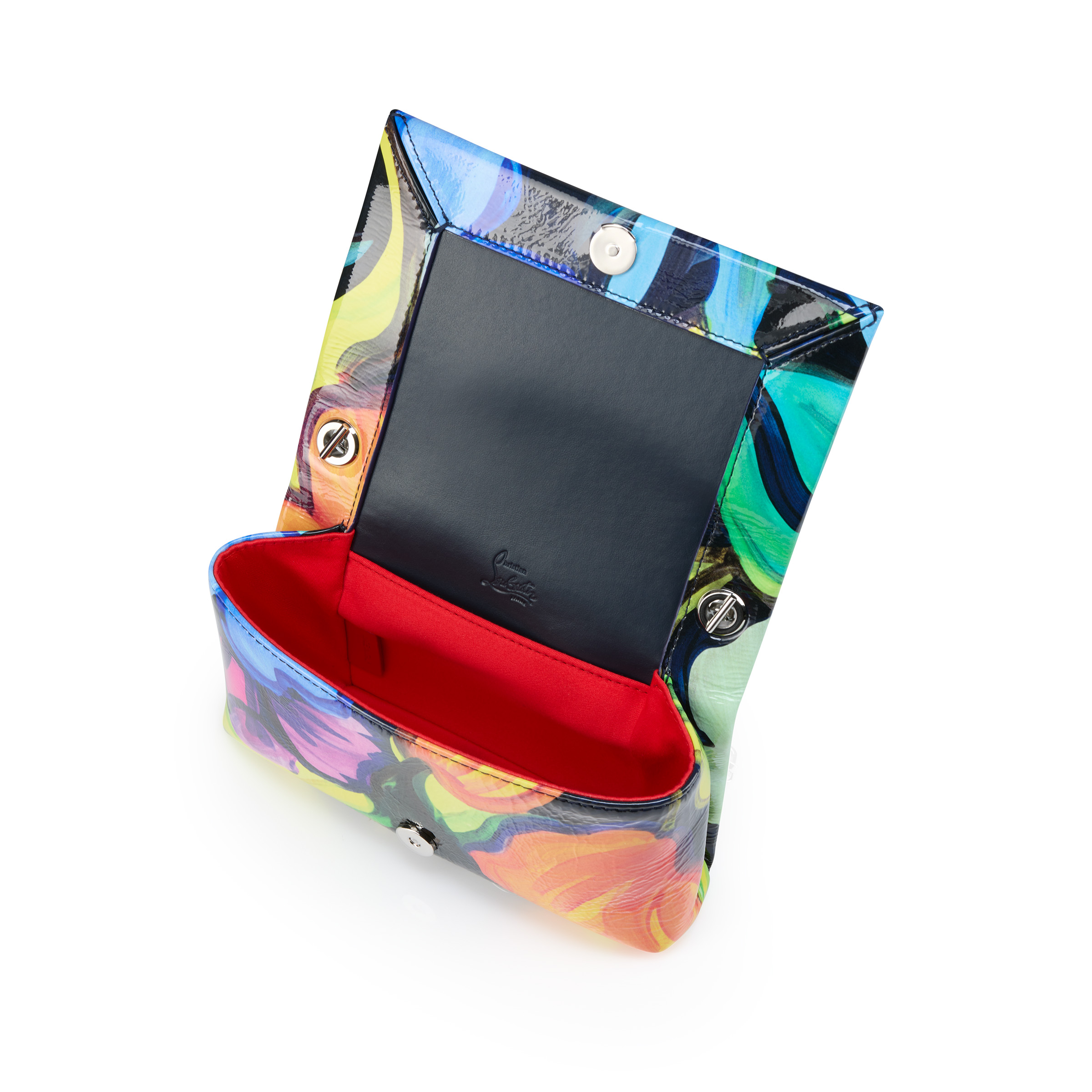 【美品】Louren flower jacquard clutch bag Loubi54 - Clutch - 'Flower' printed crepe satin - Multicolor