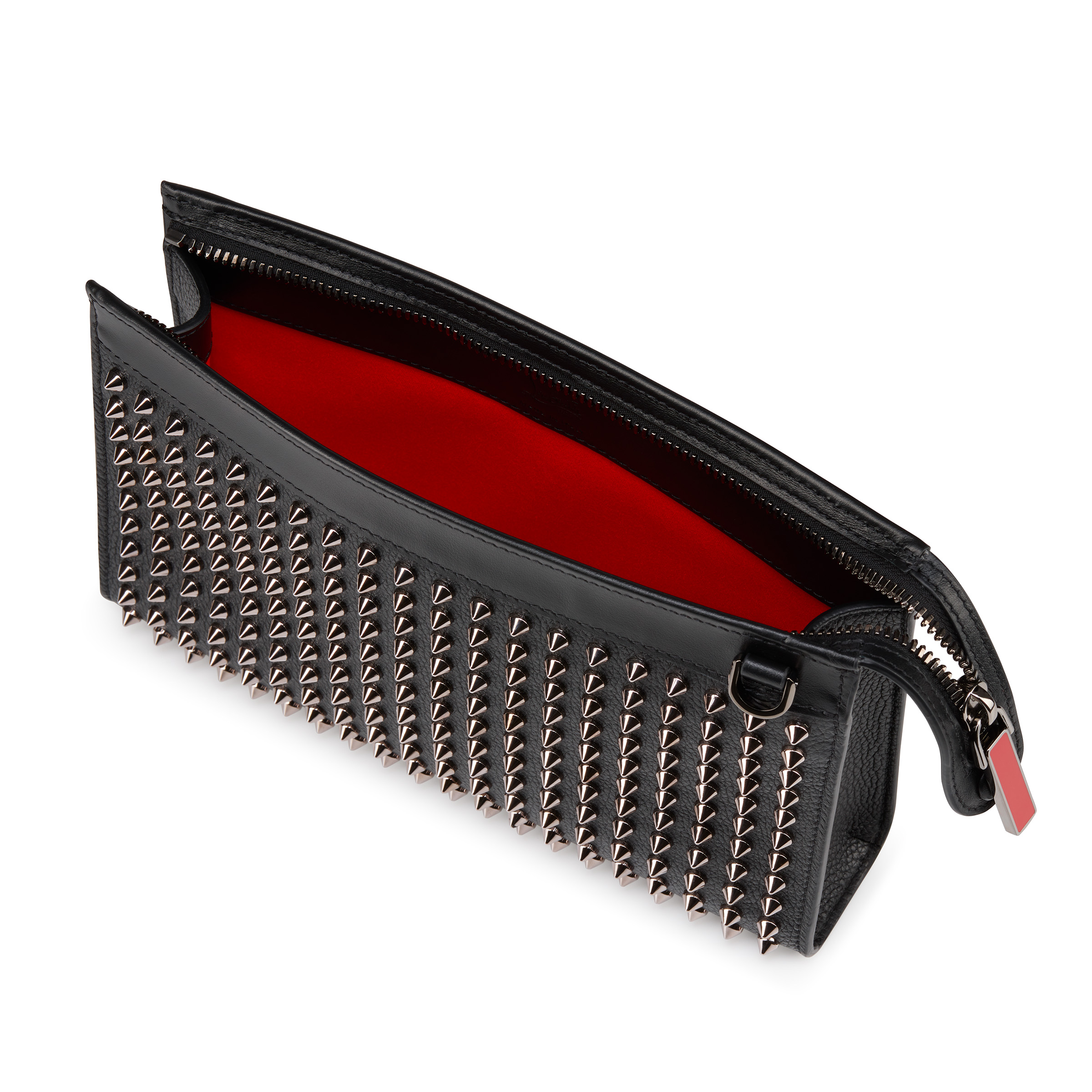 Funky - Crossbody bag - Grained calf leather and spikes - Black