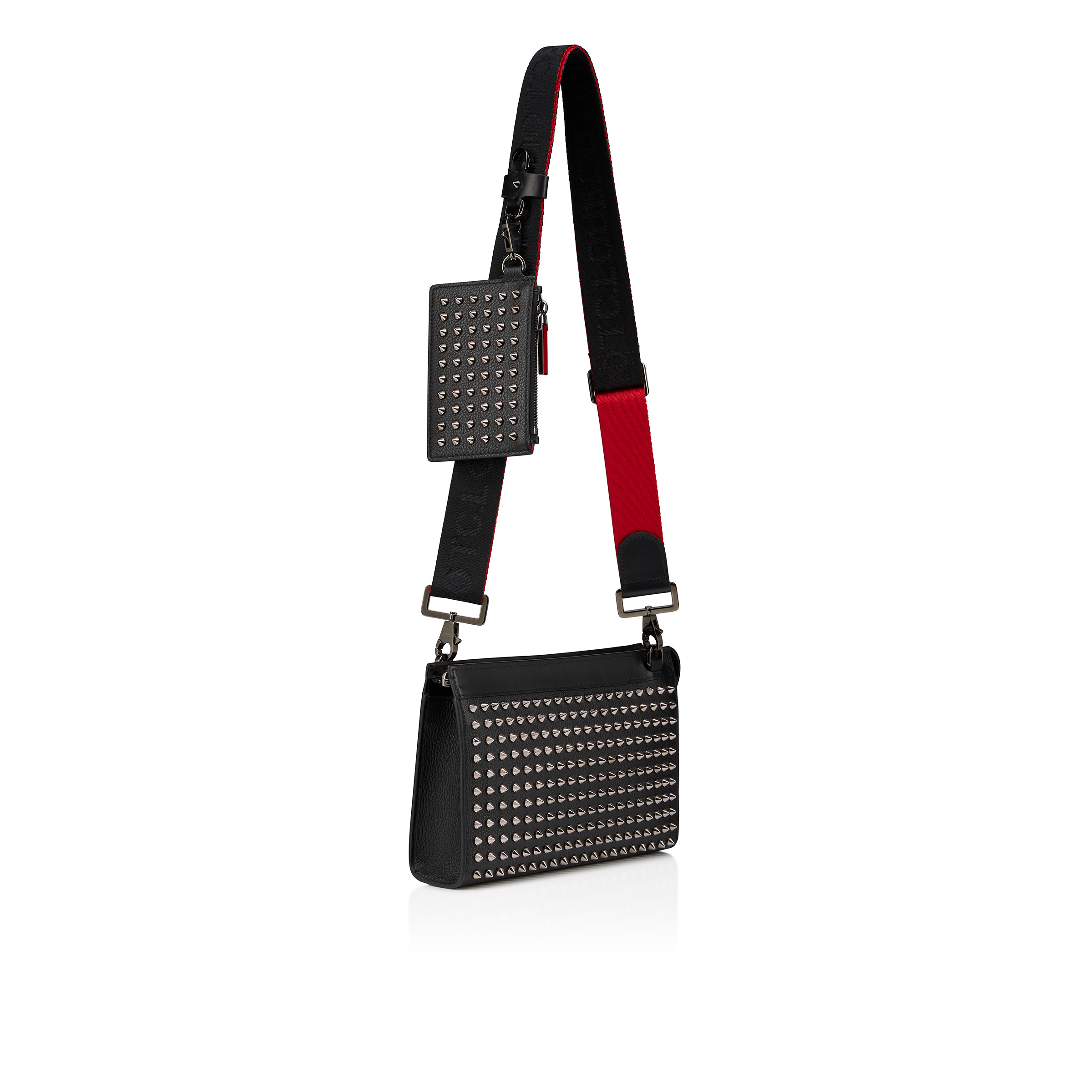Funky - Crossbody bag - Grained calf leather and spikes - Black