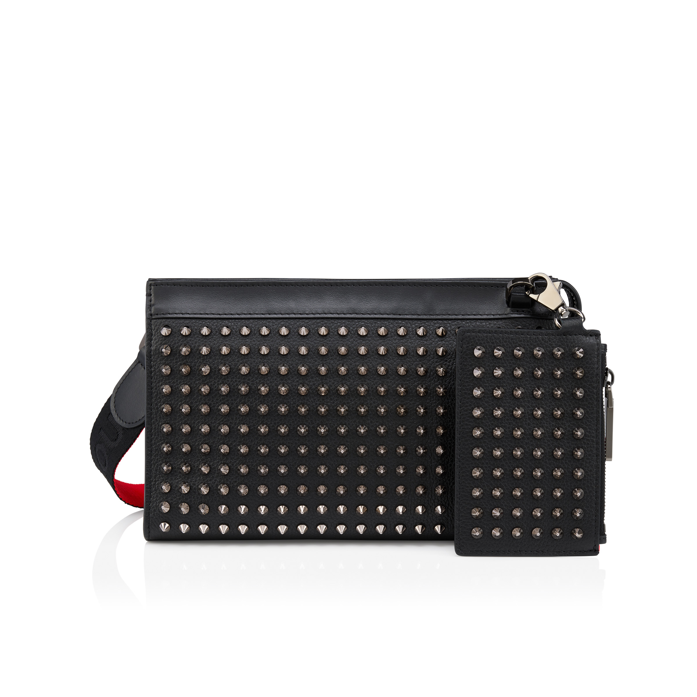 Funky - Crossbody bag - Grained calf leather and spikes - Black