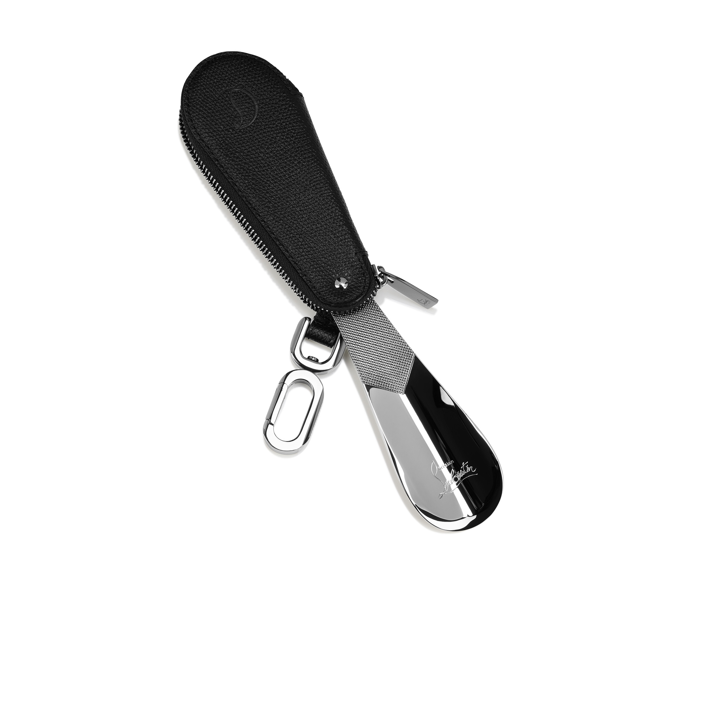 Mooncrest - Shoehorn keyring - Calf Alpin leather - Black