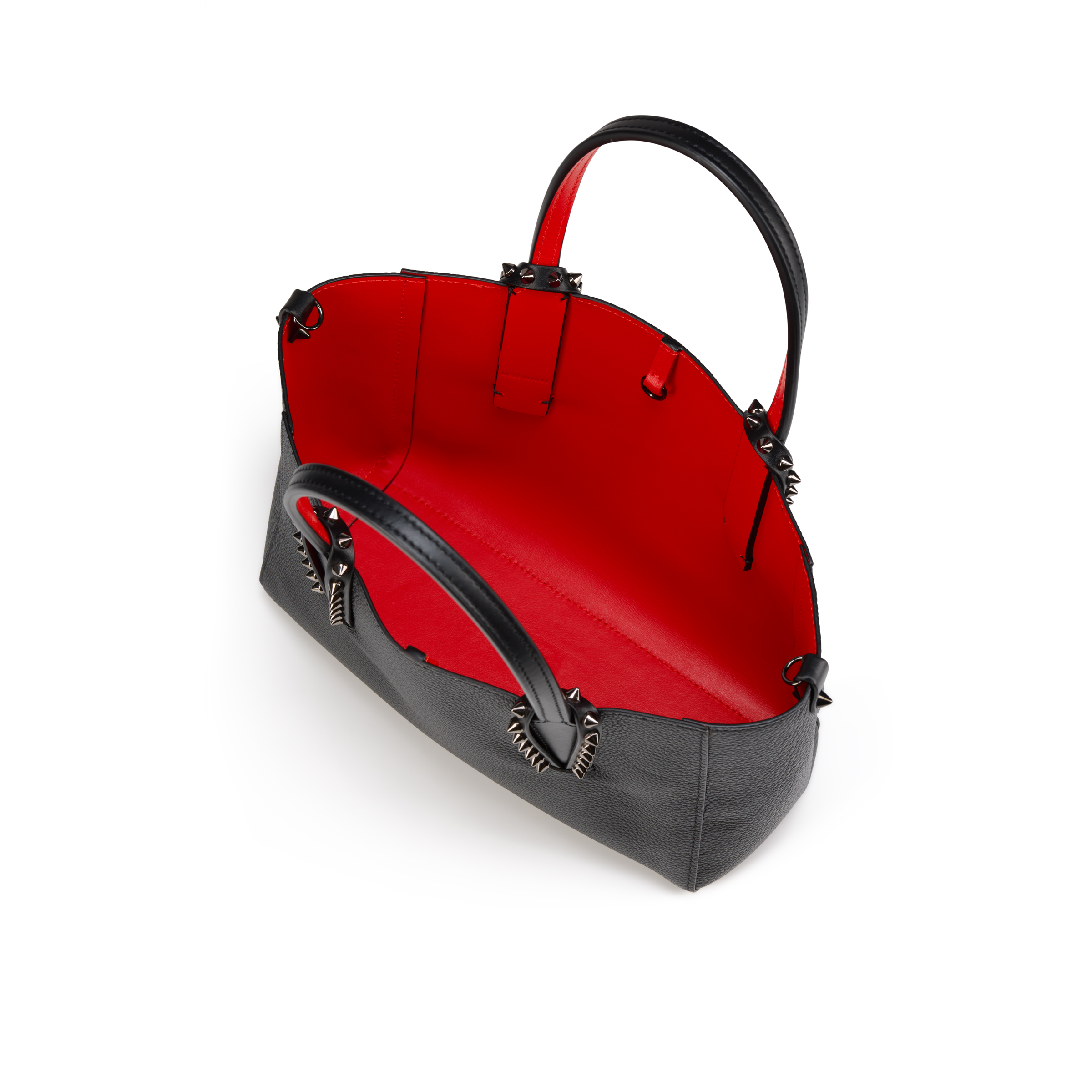 Cabata - Tote bag - Soft calf leather and spikes - Black