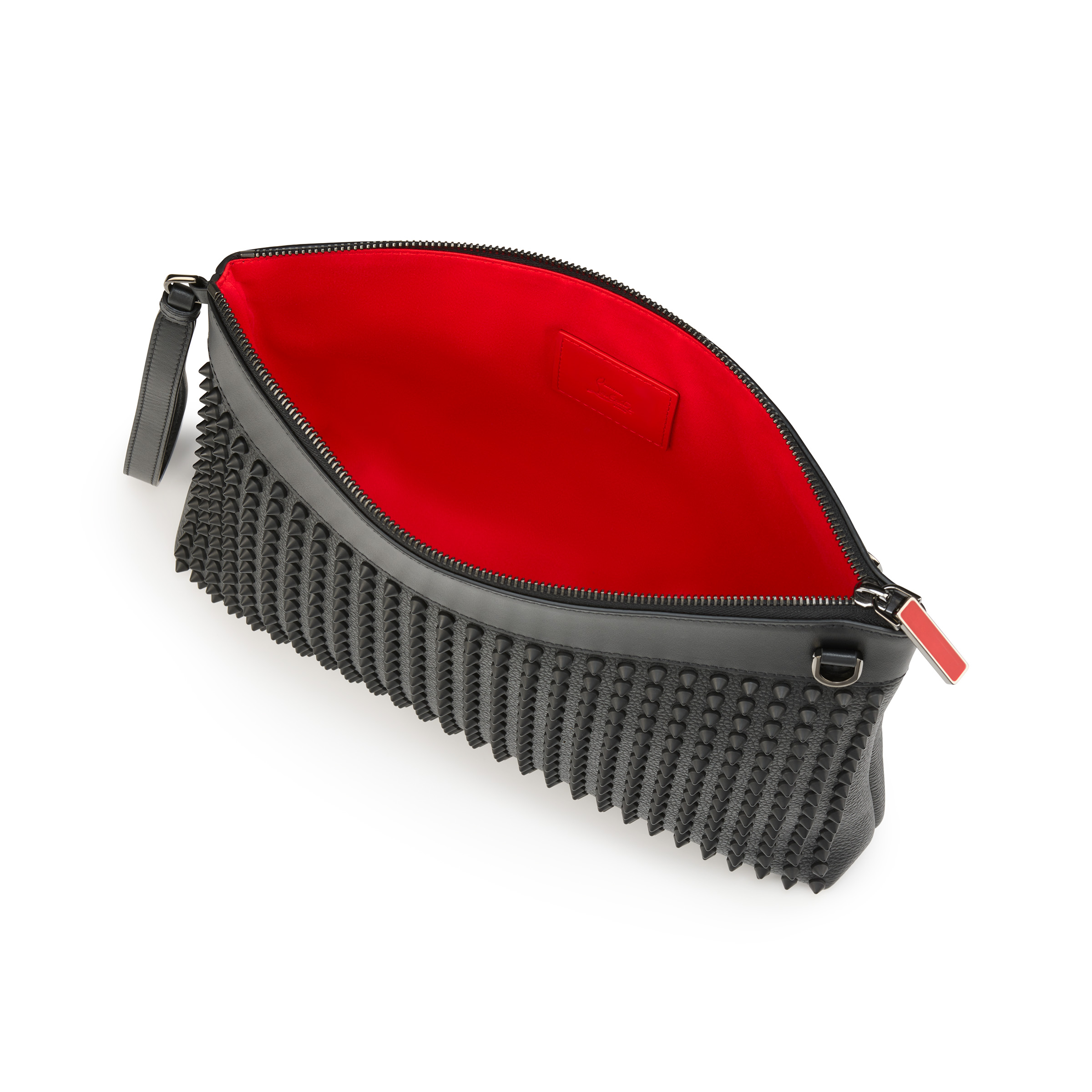 Funky - Pouch - Grained calf leather and spikes - Black