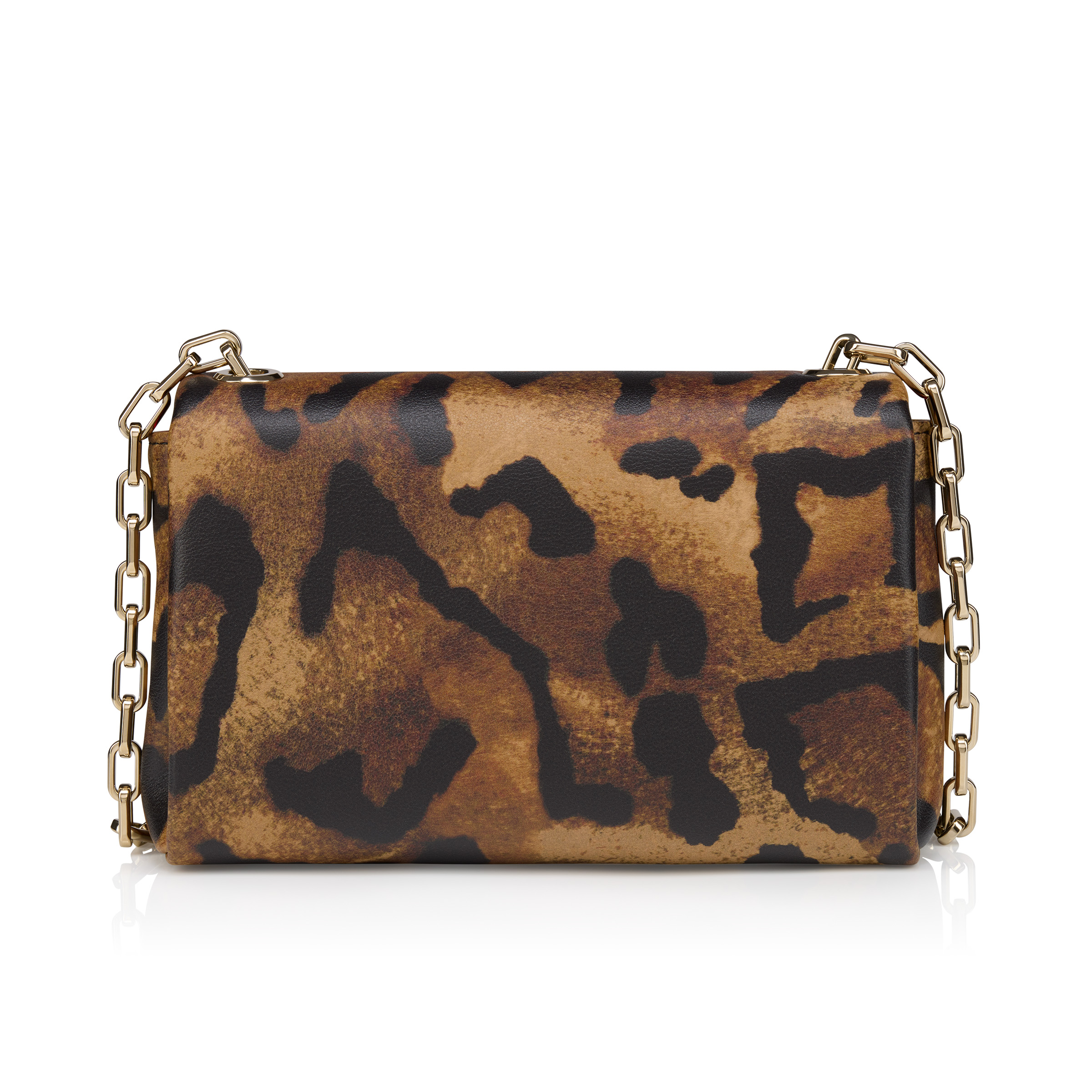 【週末セール】Christian Louboutin ヒョウ柄ケース Loubi54 - Crossbody bag - 'Bengali' printed calf leather - Brown