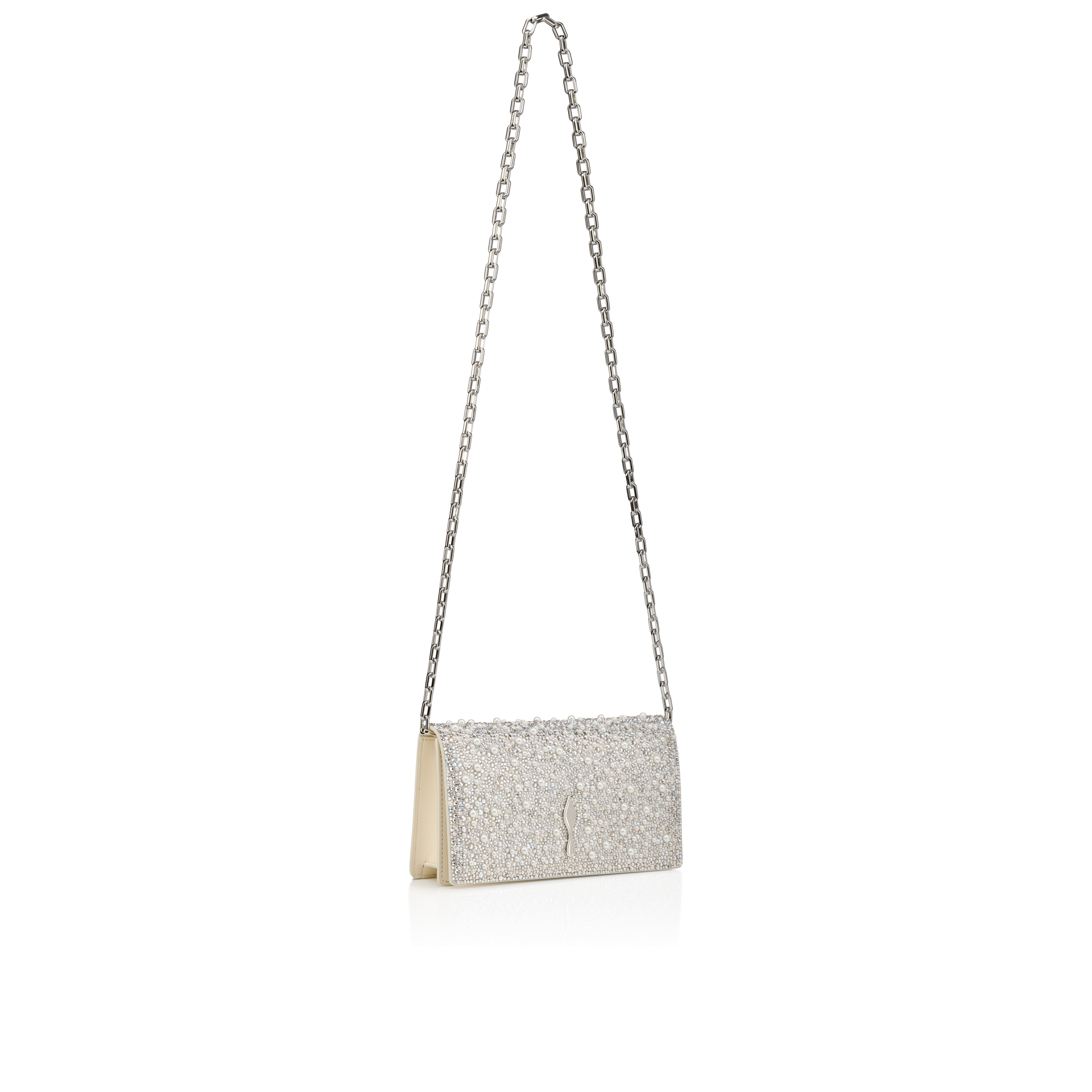 Bettina - Clutch - Suede, strass and pearls - Silver - Christian