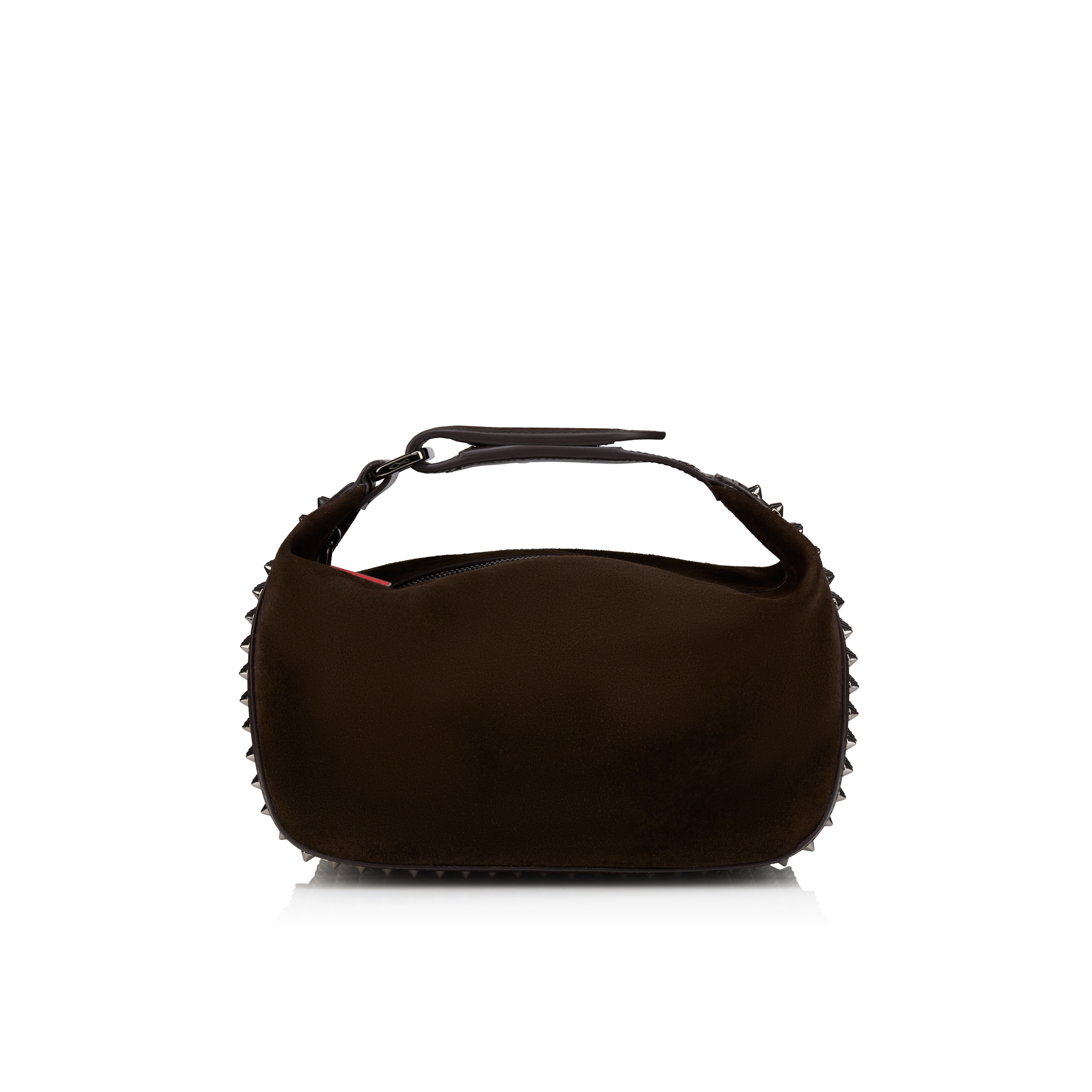 Funky - Pouch - Reversed calf leather and spikes - Cafe
