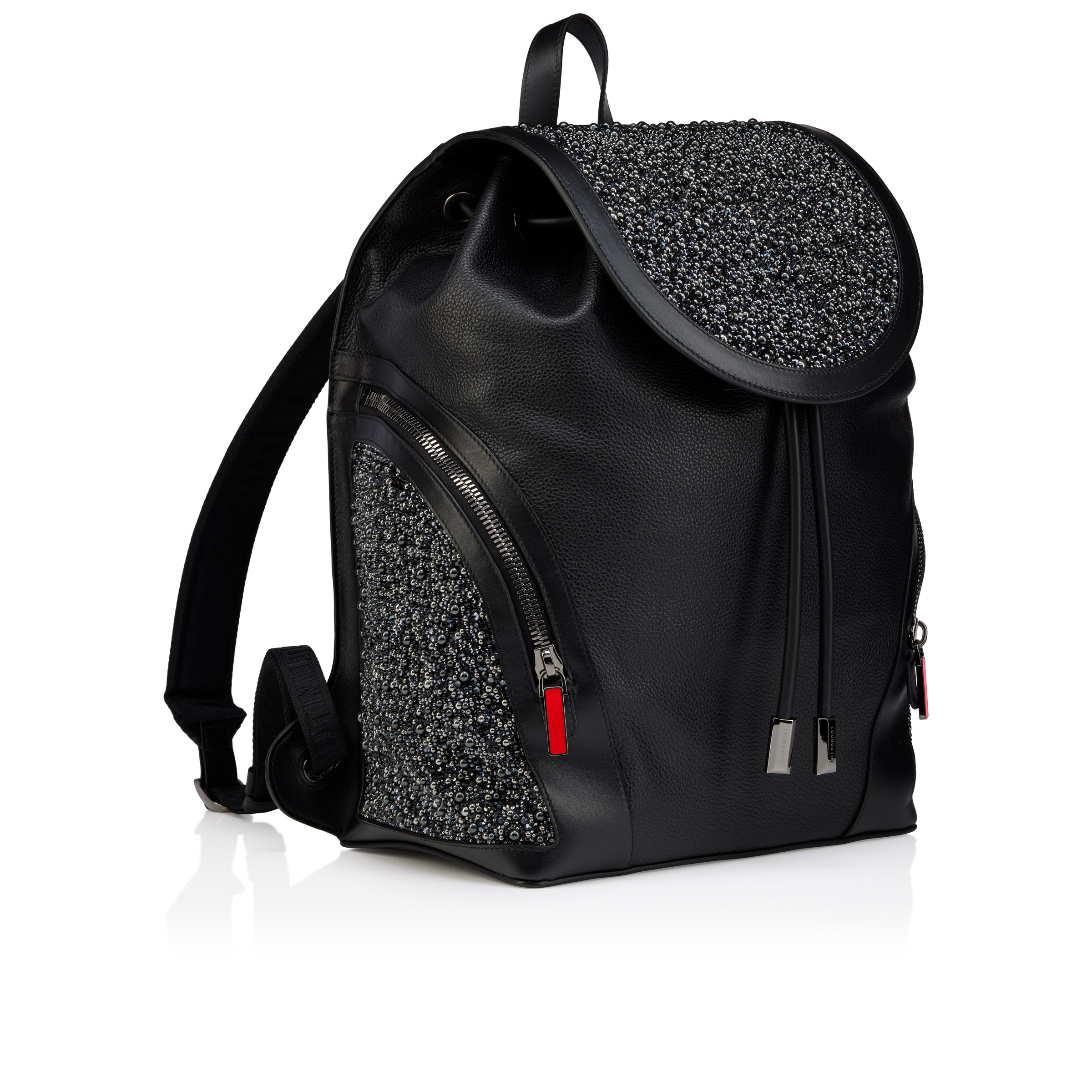 Funky - Backpack - Grained calf leather, strass and spikes - Black