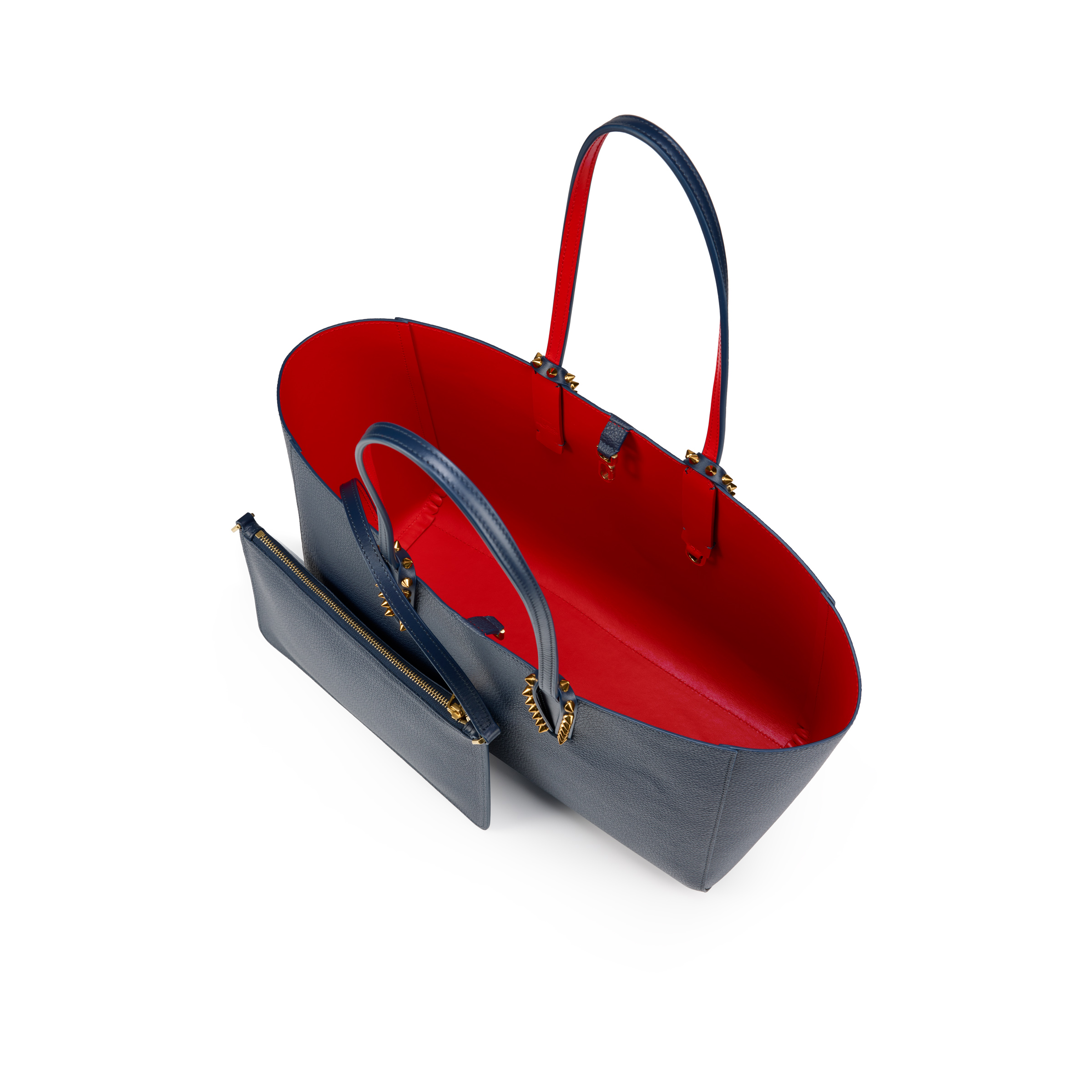 Cabata small - Tote bag - Grained calf leather - Marine