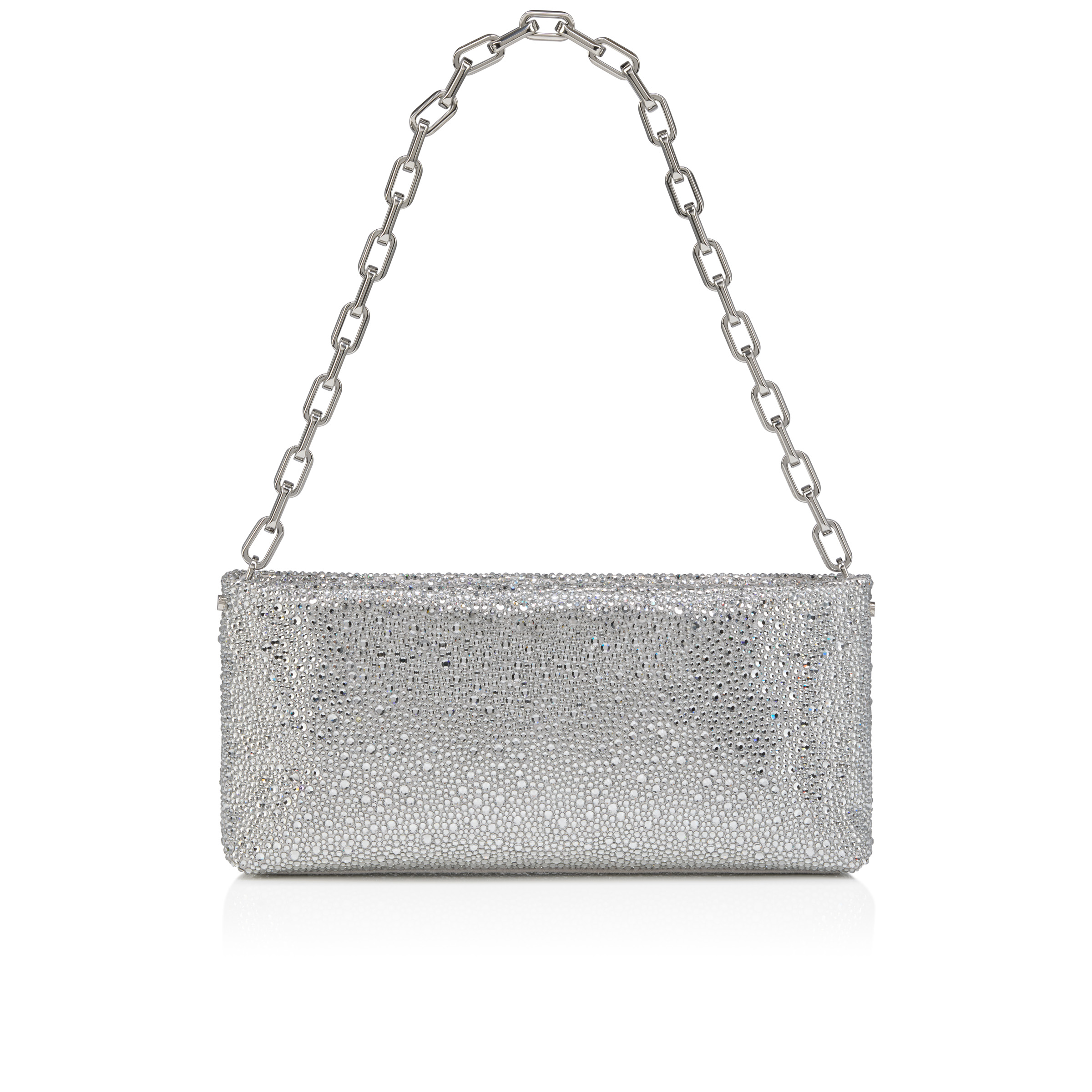 Christian Louboutinシルバーラメビジュー パーティーバッグ Maykimay - Clutch - Suede and strass - Silver - Christian
