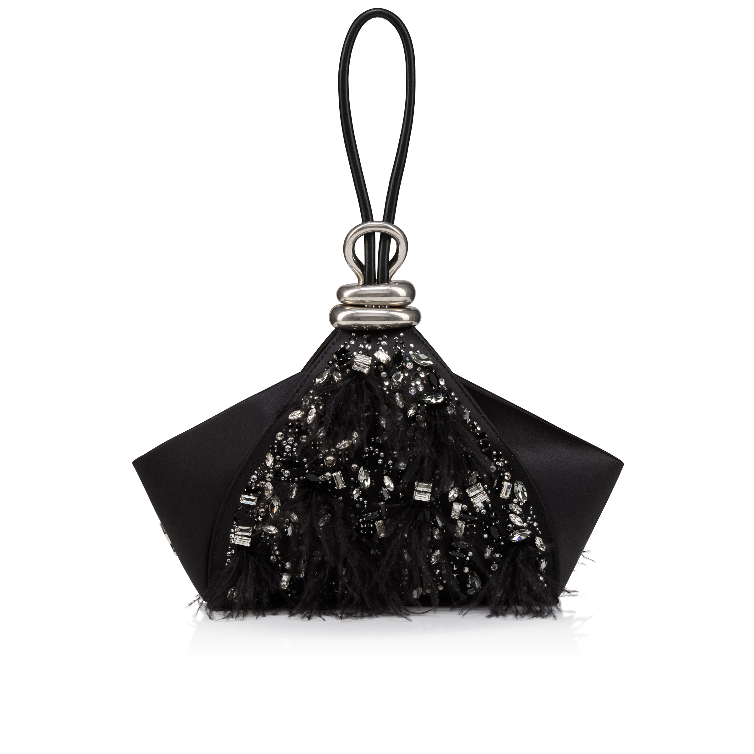 Sabrina small - Clutch - Crepe satin - Black - Christian Louboutin