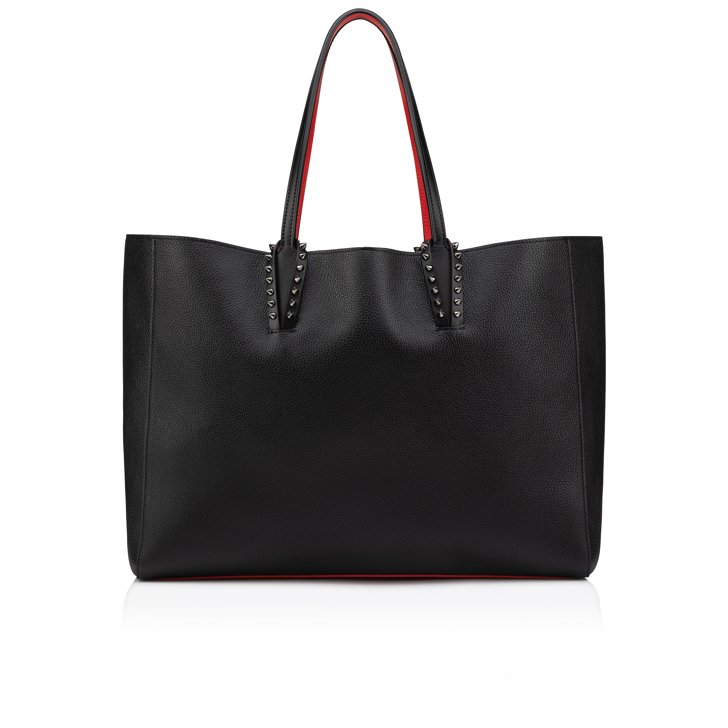 Cabata large - Tote bag - Calf leather and spikes - Black