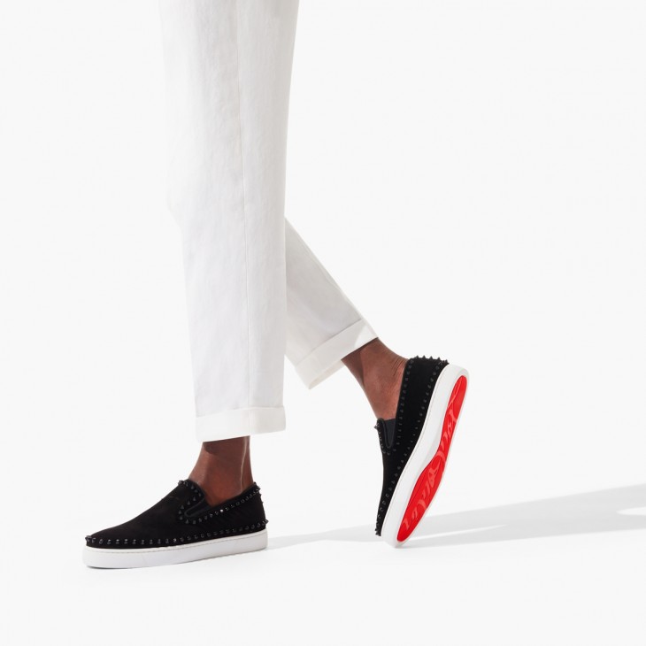 Louboutin Loubi Shark leather and stretch sneakers 