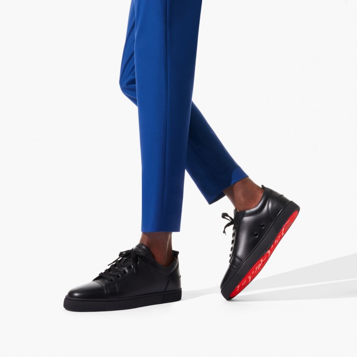 Christian Louboutin Blue Leather Louis Junior Spike Sneakers Size