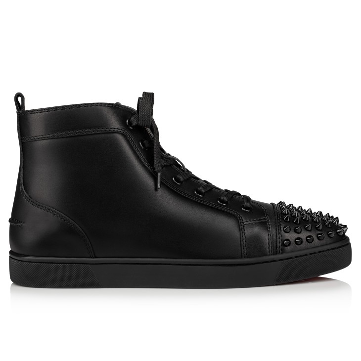 Lou Spikes - High-top sneakers - Calf leather and spikes - Black
