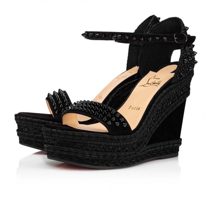 - 120 mm Espadrilles - velours and spikes - Black Christian Louboutin