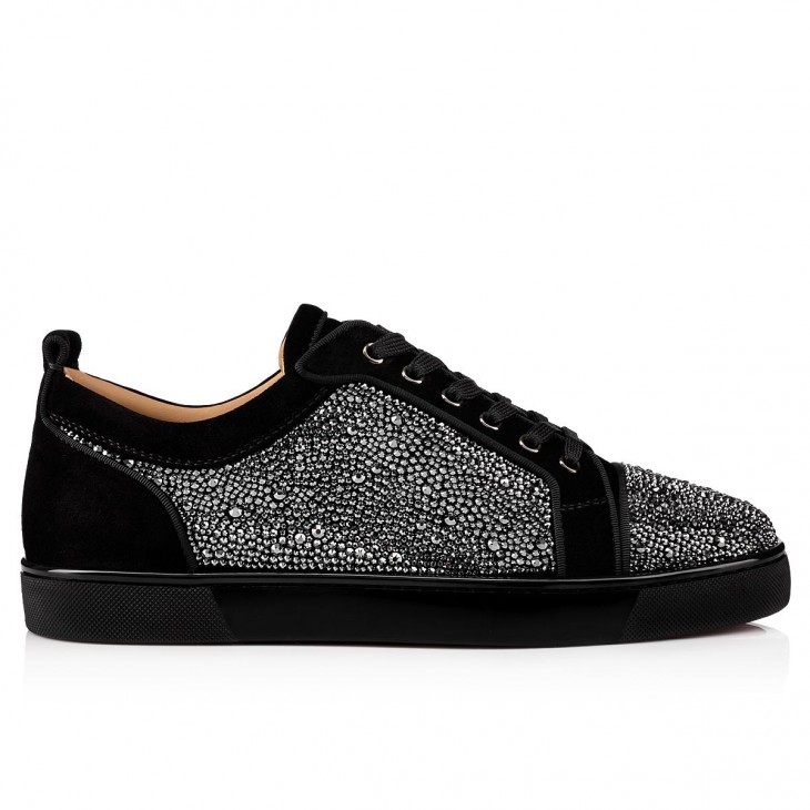 Louis Junior Strass - Sneakers - Suede calf and strass - Black - Christian  Louboutin