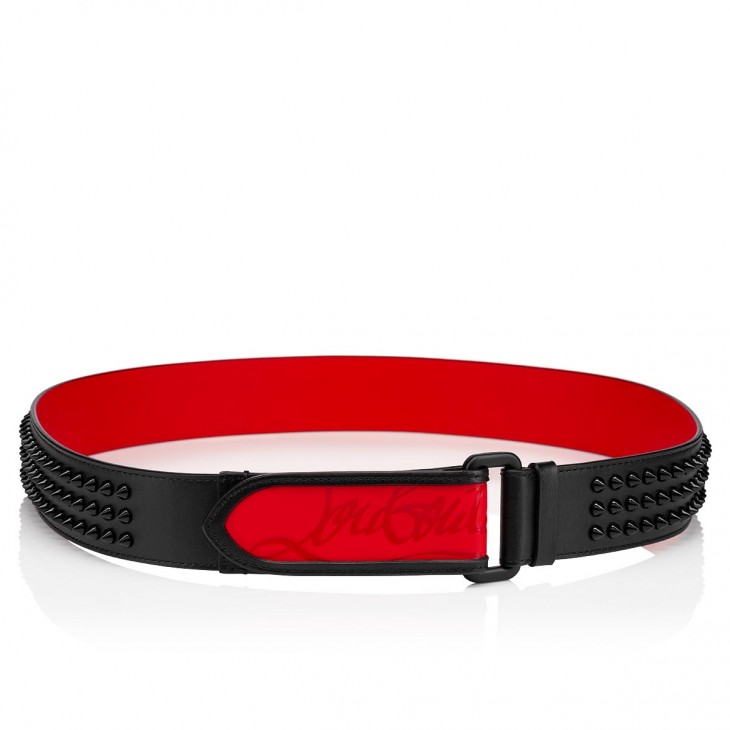 Louis - Belt - Calf leather and spikes - Black - Christian Louboutin United  States