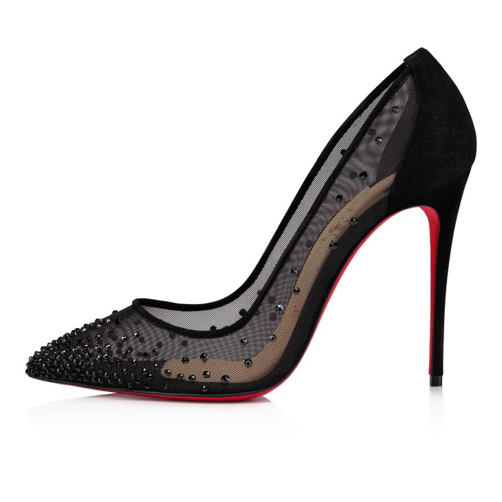 Follies Strass - 100 mm Pumps - Mesh and strass - Black