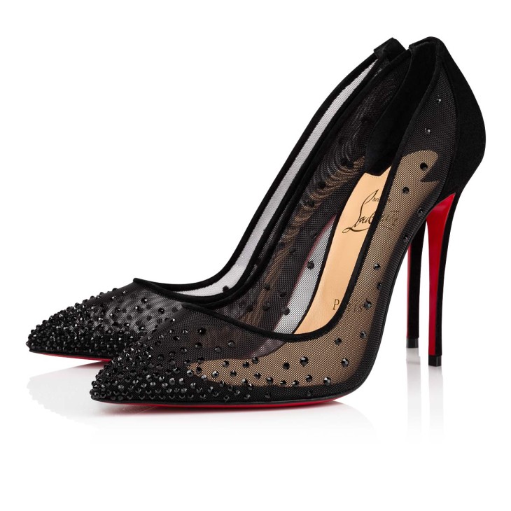 Follies Strass - 100 mm Pumps - Mesh and strass - Black