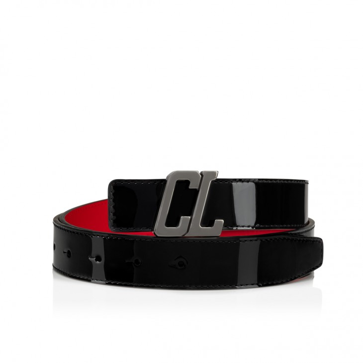 Happy Rui CL Logo - Belt - Patent calf leather - Black - Christian
