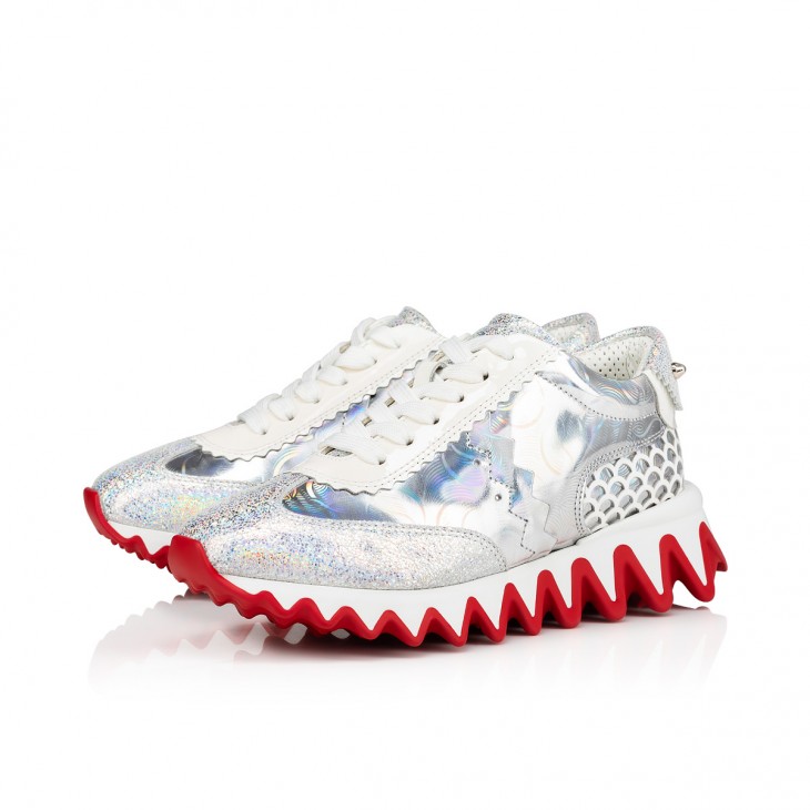 Mini Shark - Sneakers - Glittered nappa leather - Silver - Kids 