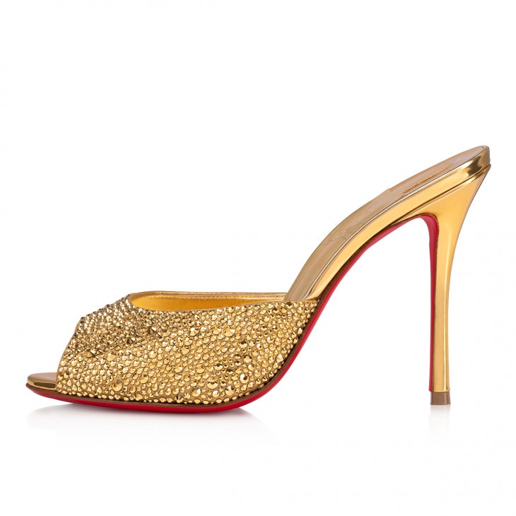 Me Dolly Strass 100 Gold Suede - Shoes - Women - Christian Louboutin