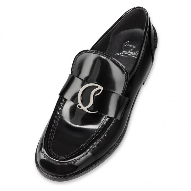 Christian Louboutin- Black patent leather slip on / loafer with