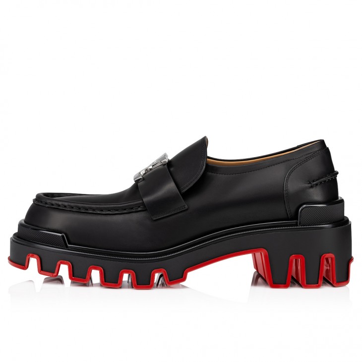 Shop Christian Louboutin Moc Lug-Sole Leather Loafers