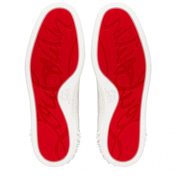 Christian Louboutin White Leather Vierissima Spikes Sneakers Size 37.5